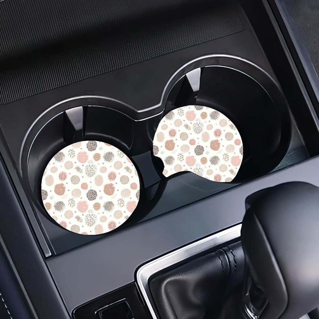 Car Coasters - Colorful Dots - 1 Pair - Inkspire Prints and Craft