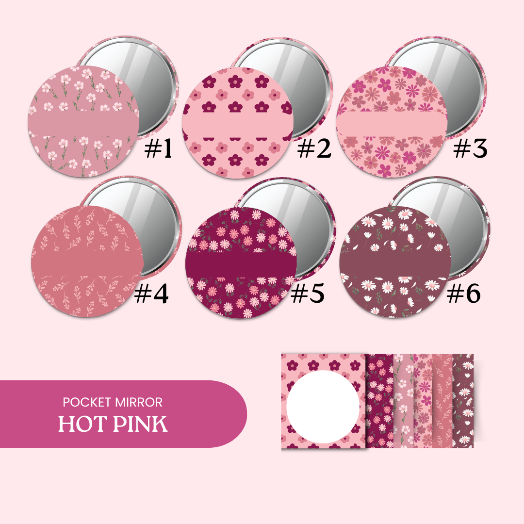 58mm (2.25") - Pocket Mirror for Women (Pink Version) - 1 Pc - Inkspire Prints and Craft