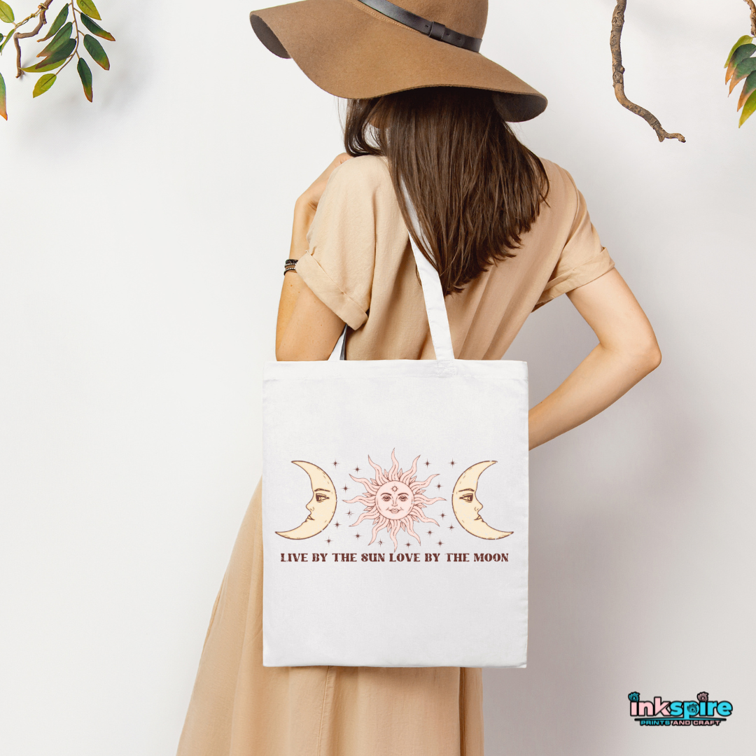 Tote Bag - Live by the Sun Love by the Moon - 1 Pc - Inkspire Prints and Craft