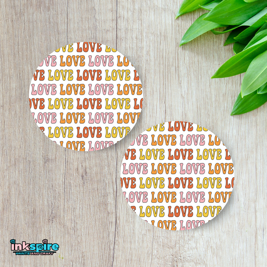 Car Coasters - Love - 1 Pair - Inkspire Prints and Craft