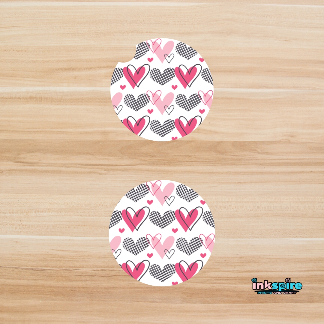 Car Coasters - Heart Shadow - 1 Pair - Inkspire Prints and Craft