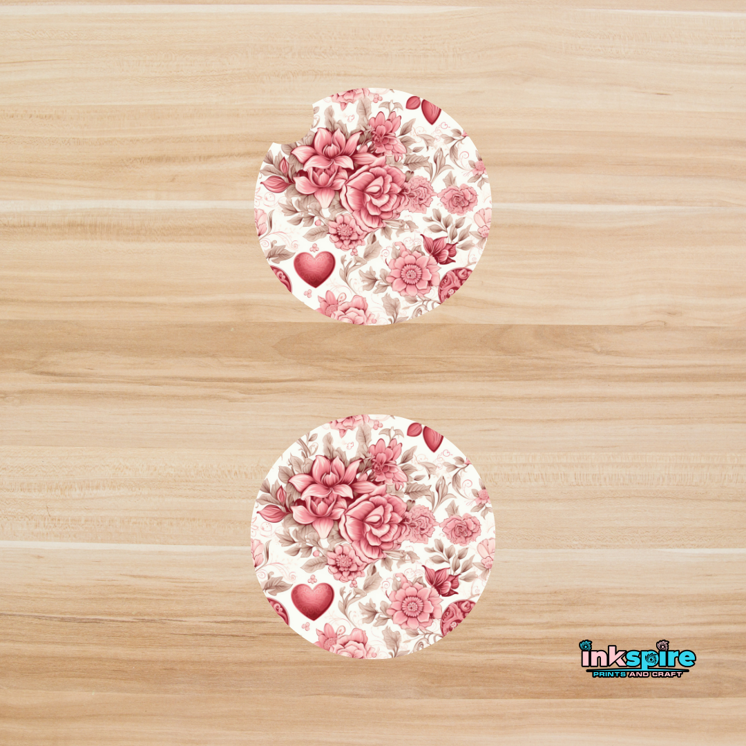 Car Coasters - Rose - 1 Pair - Inkspire Prints and Craft