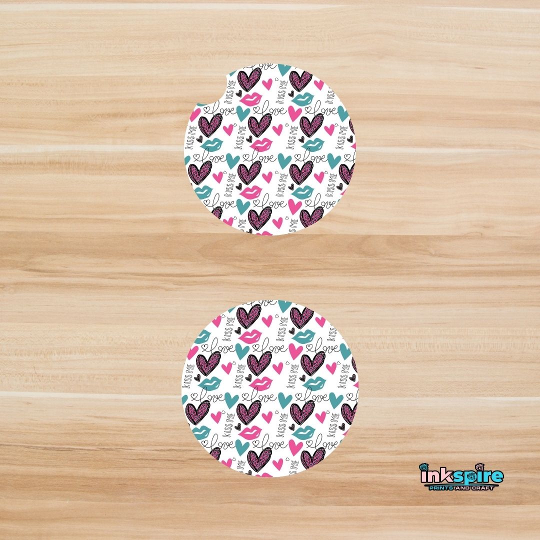 Car Coasters - Kiss Me - 1 Pair - Inkspire Prints and Craft