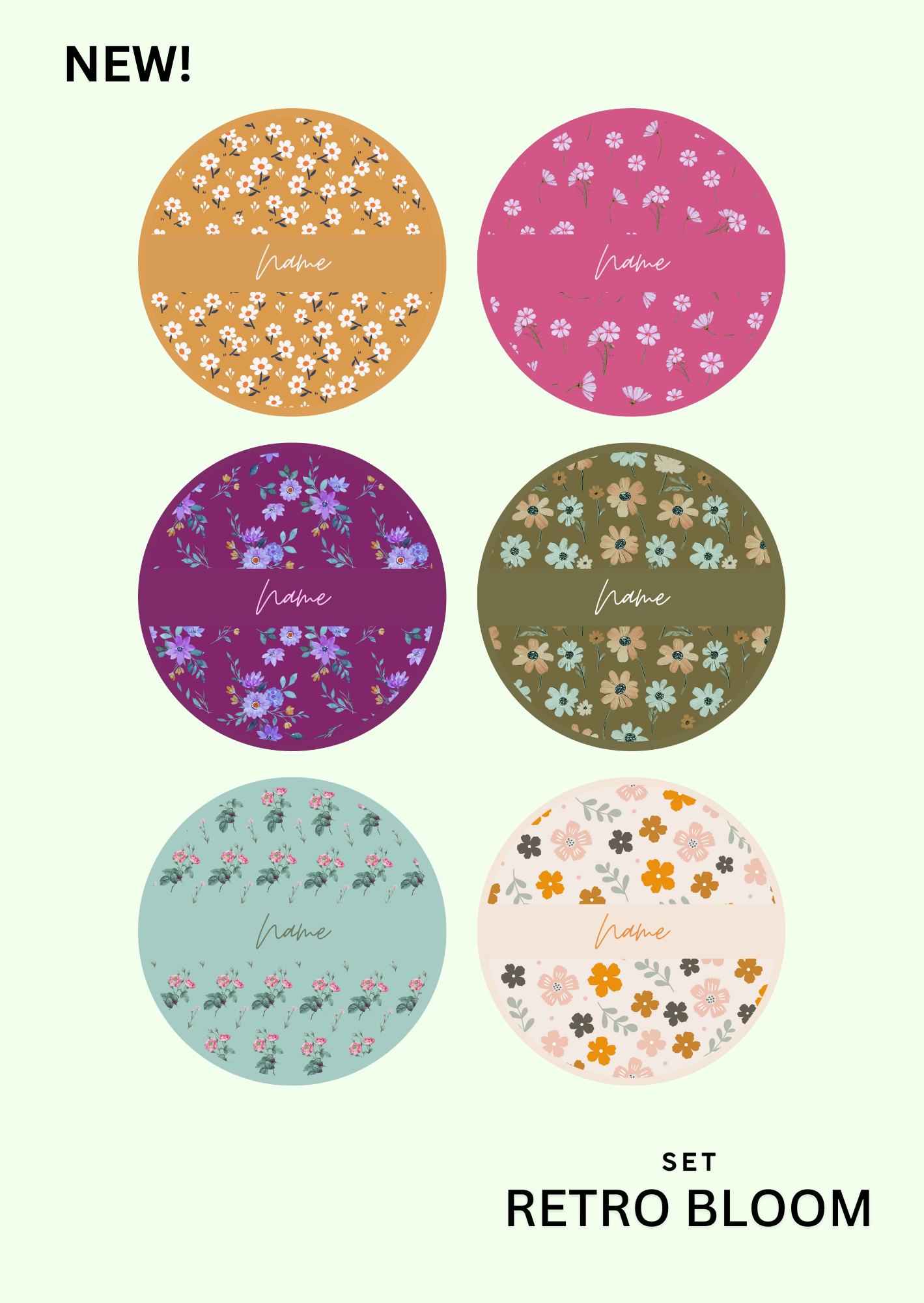58mm (2.25") - Pocket Mirror for Women (Retro Bloom Version) - 1 Pc - Inkspire Prints and Craft