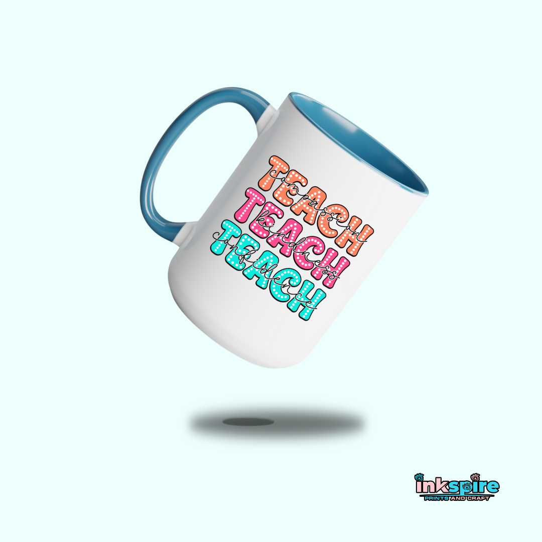 15oz Mug - Teach Compassion with Color Handle - 1 Pc - Inkspire Prints and Craft