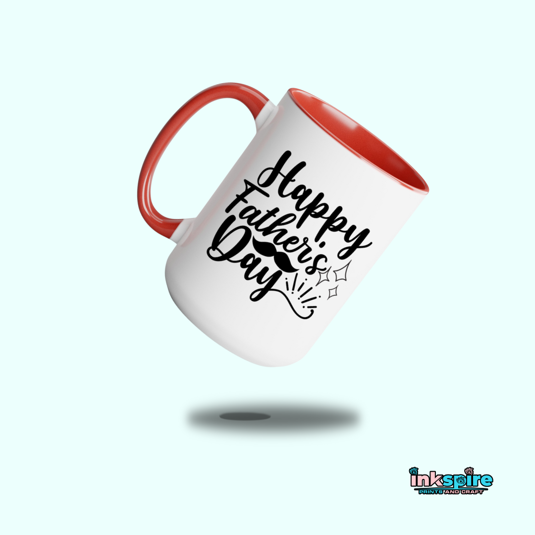 15oz - Happy Father's Day Mug with Color Handle - 1 Pc - Inkspire Prints and Craft