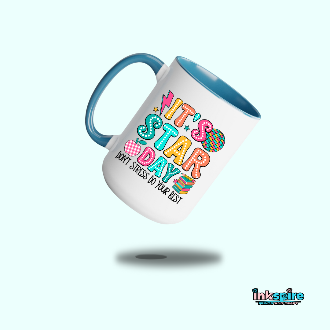 15oz - Don't Stress Do Your Best Mug with Color Handle - 1 Pc - Inkspire Prints and Craft