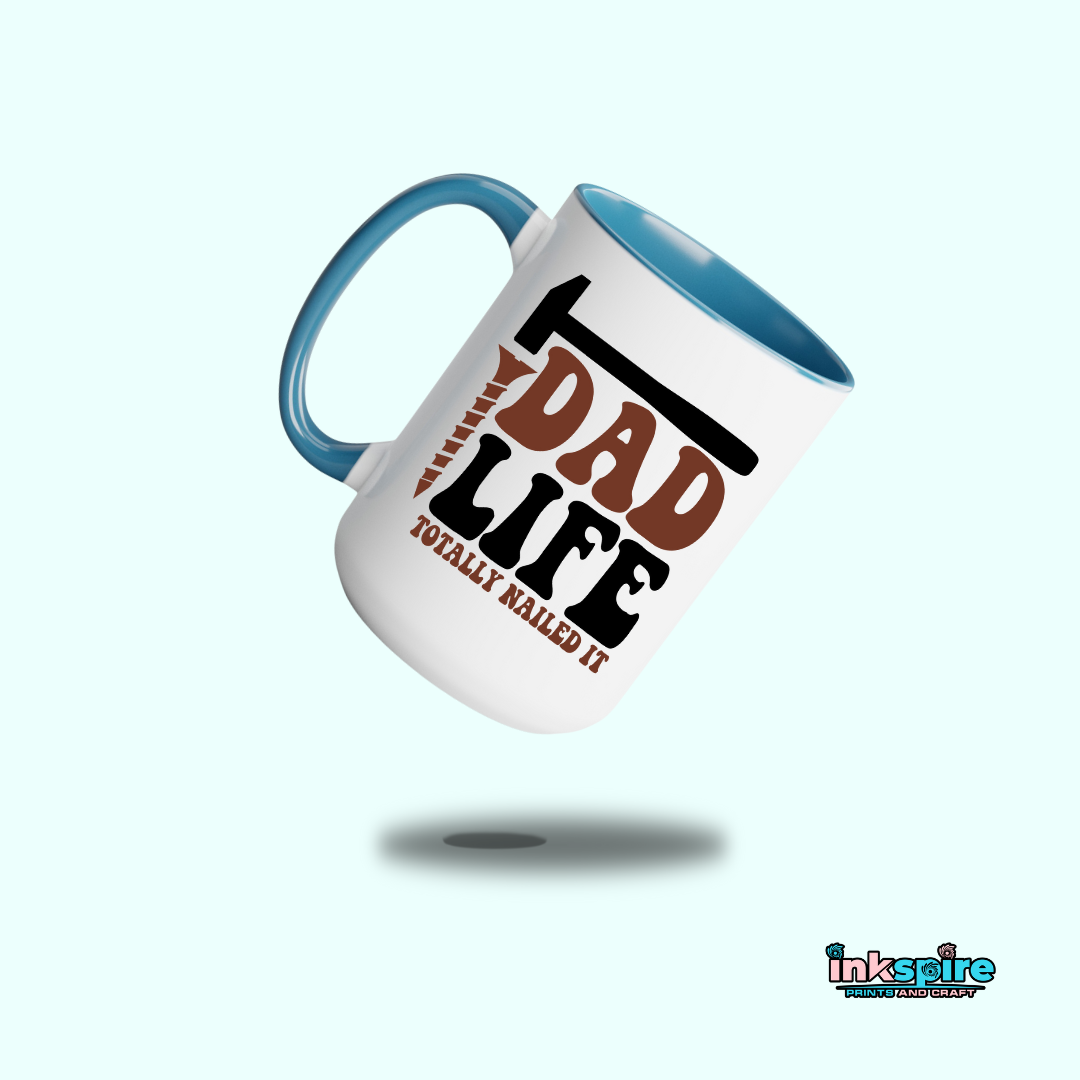 15oz - Dad Life Mug with Color Handle - 1 Pc - Inkspire Prints and Craft