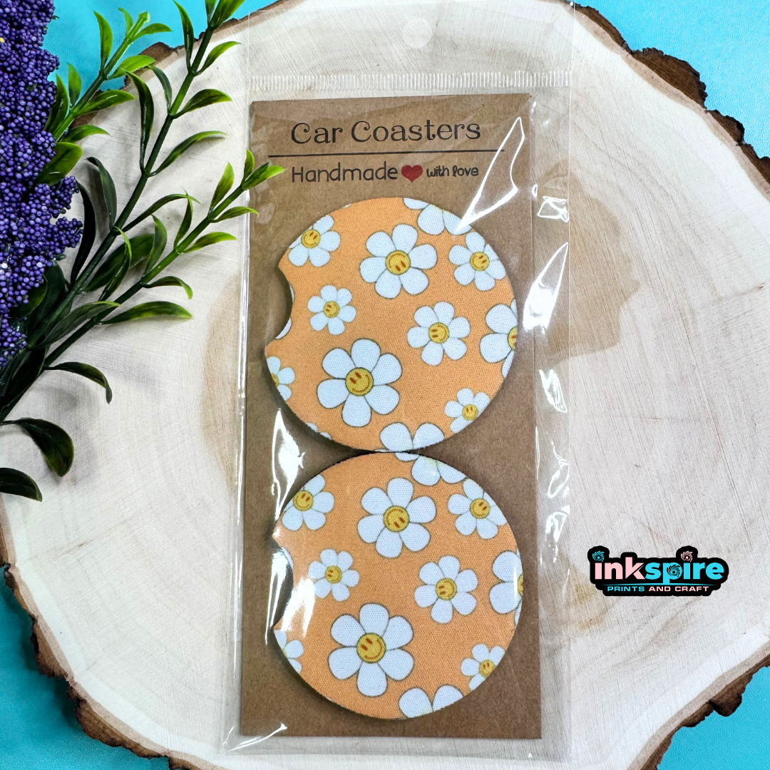 Car Coasters - Sunflower - 1 Pair - Inkspire Prints and Craft