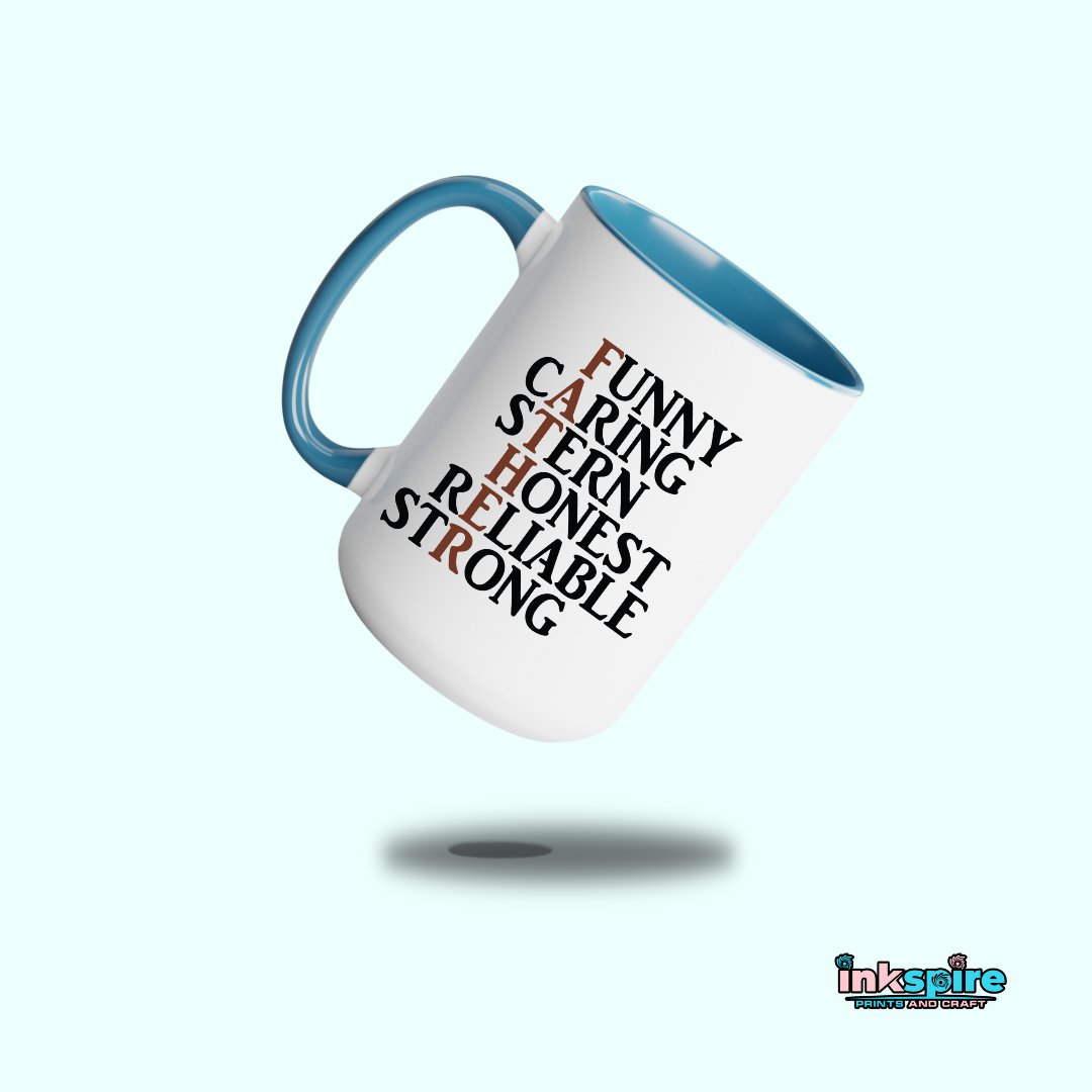 15oz - Father's Day Coffee Mug with Color Handle - 1 Pc - Inkspire Prints and Craft