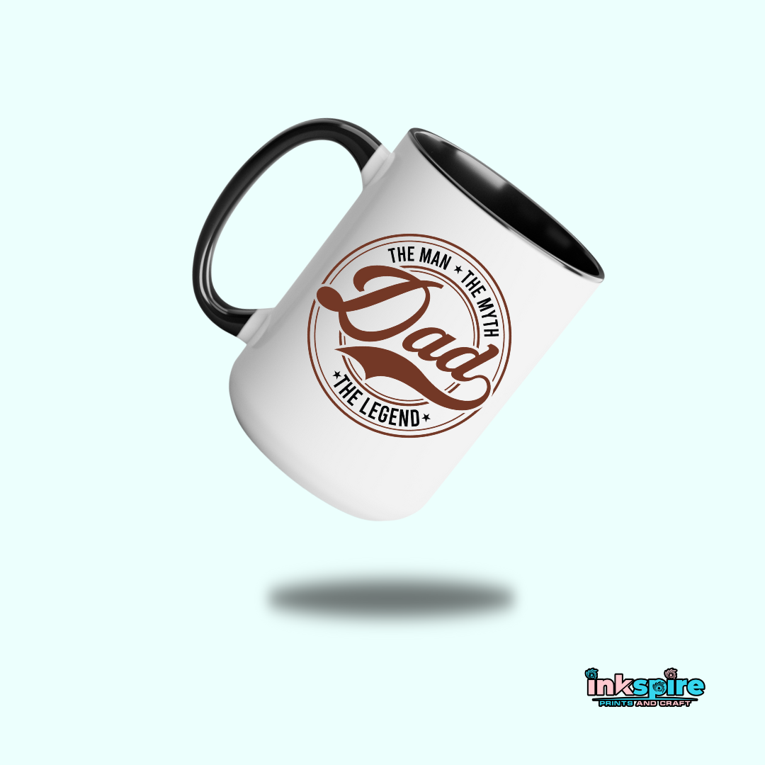 15oz - Dad Coffee Mug with Color Handle - 1 Pc - Inkspire Prints and Craft