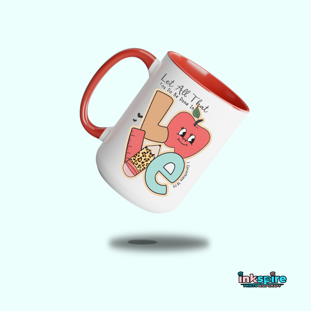 15oz - Love Mug with Color Handle - 1 Pc - Inkspire Prints and Craft