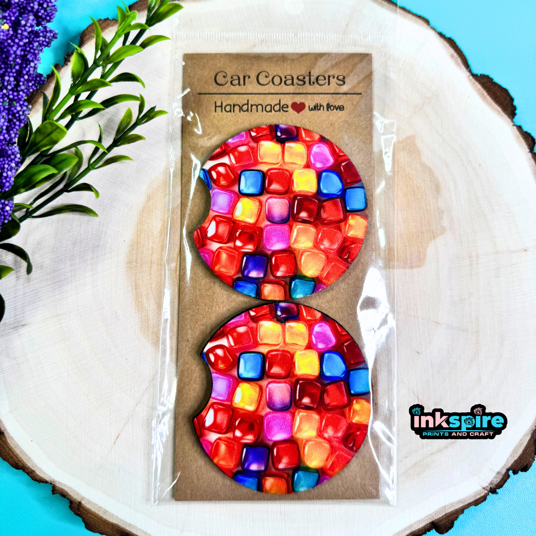 Car Coasters - Colorful Jelly - 1 Pair - Inkspire Prints and Craft