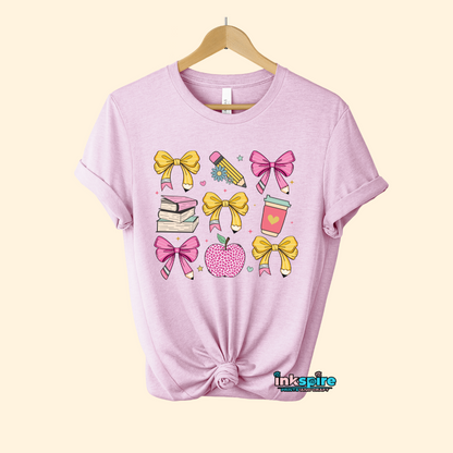 Unisex T shirt - Coquette Teacher Pencil Bow - 1 Pc - Inkspire Prints and Craft