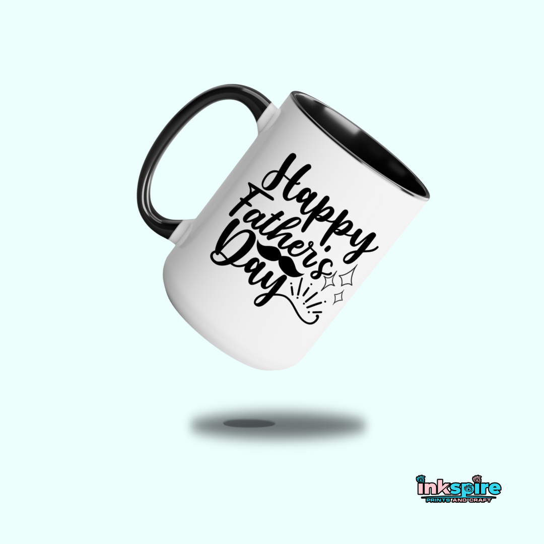15oz - Happy Father's Day Mug with Color Handle - 1 Pc - Inkspire Prints and Craft