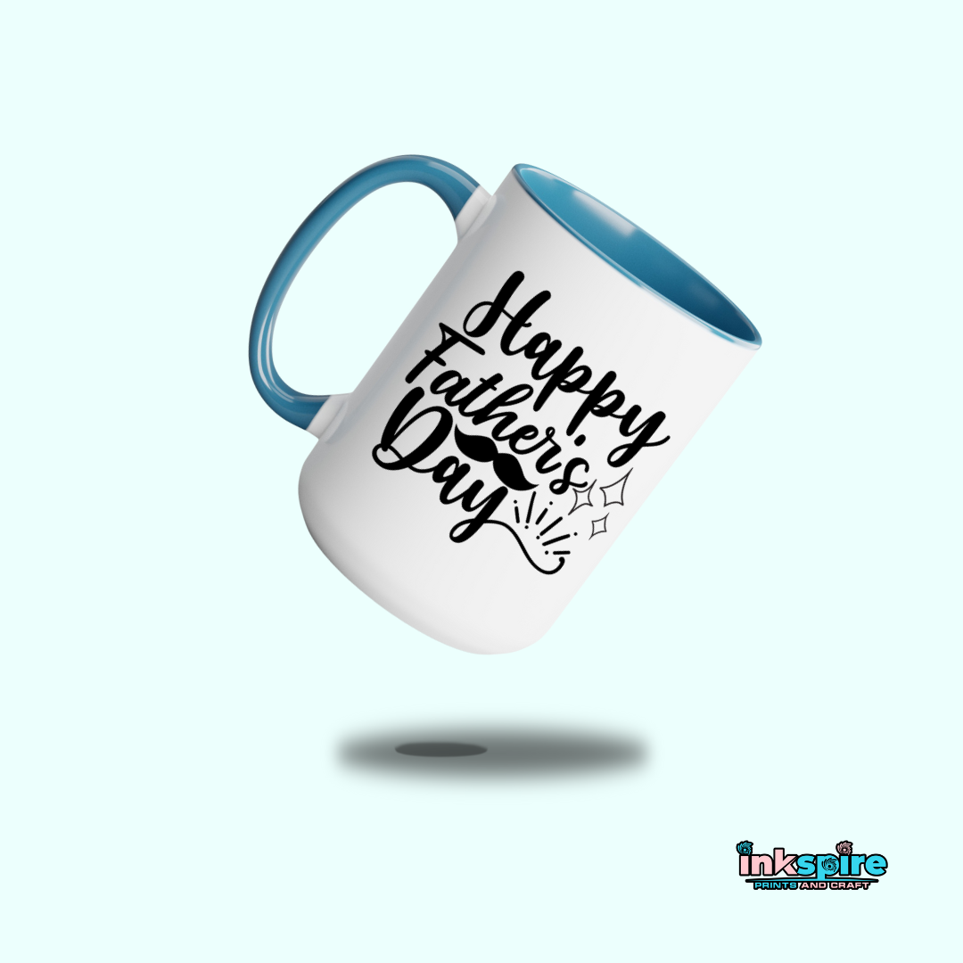 15oz - Happy Father's Day Mug with Color Handle - 1 Pc - Inkspire Prints and Craft